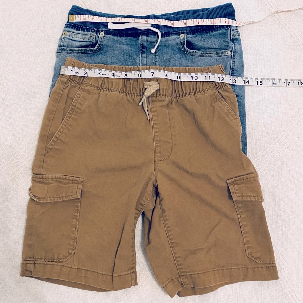 Old Navy Kids Shorts Set of 2 - Jean & Khaki Size L 10-12 - Picture 2 of 9
